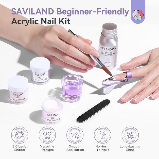 Acrylic Nail Kit for Beginners: Clear Pink Nude Acrylic Powder