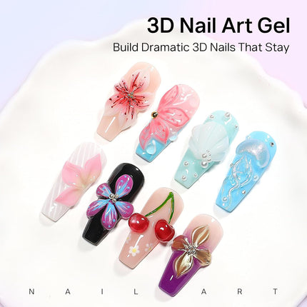 MIZHSE 3PCS 3D Sculpting Gel Nail Art, Clear White 5 in 1 Solid Builder Gel Set Hard Gel for Nails Non-Sticky U V LED Molding Building Gel with Dual Forms for Beginners DIY Salon Home DIY Manicure