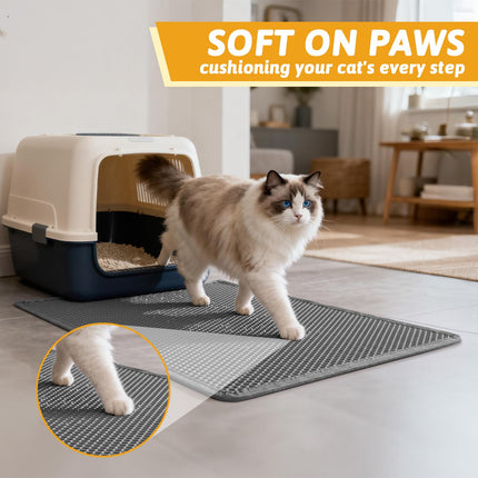 Litter Box Mat, Double-Layer Urineproof Design, 30" x 24" Gray