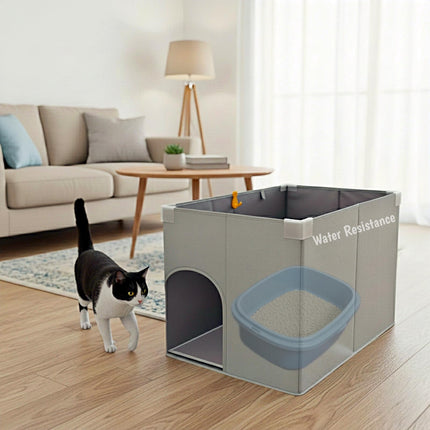 Extra Large Cat Litter Box Enclosure, Open Top High Sided Splash Guard, Water Resistance Shield for Cat Litter Boxes