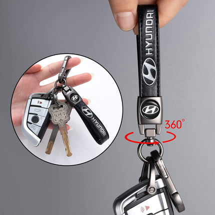 Car Keychain Keyring for Automobile,Car Key Lanyard for Women&Men,Leather Key Chain Compatible With Hyundai Santa Fe Palisade Kona Elantra KeyFob Holder Replacement
