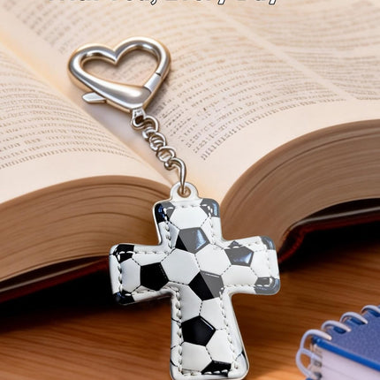 Pocket Blessing Cross Keychain, Acrylic Football Christian Key Ring, Faith Gift for Athletes and Teens