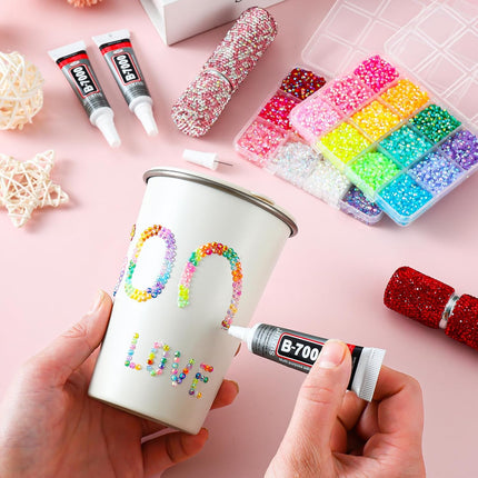 32000Pcs Resin Flatback Rhinestones for Bedazzling Kit with 4 Pcs B7000 Glue 3mm Multicolor Bedazzler Kit with Rhinestones and Tools DIY Bedazzling Gems for Crafting Clothing Shoes Cups