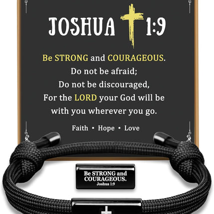 Mens Cross Bracelet as Easter Basket Stuffers for Teens, Soccer Baseball Joshua 1 9 Cross Bracelet Basketball Philippians 4:13 Accessories as Boys Easter Gifts for Sons Baptism Confirmation
