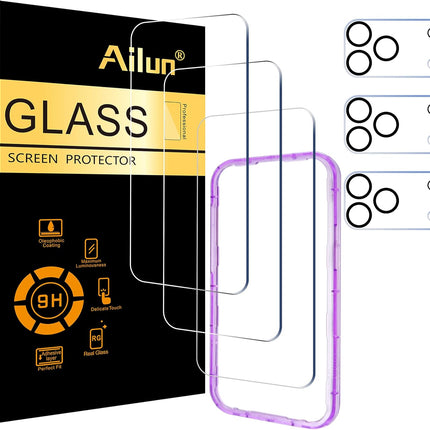 Ailun 3 Pack Screen Protector for iPhone 17 Pro Max [6.9 inch] + 3 Pack Camera Lens Protector with Installation Frame,Dynamic Island Compatible,Case Friendly[Not for iPhone 17/17 Pro/iPhone Air]