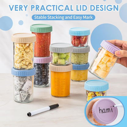 6 Pack Glass Baby Food Storage Containers - 4 & 8 oz Baby Food Jars - photo 5