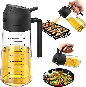 TrendPlain 16oz Glass Olive Oil Sprayer for Air Fryer and Cooking