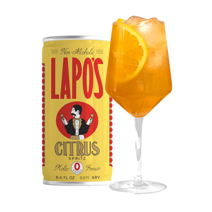 Lapo's Citrus Spritz, Non Alcoholic Canned Cocktail, Mocktail for Party, Non-Alcoholic Spirits, Zero Proof Orange Bitters, Mocktails and Alternative Drinks, Ready to Drink Cans, Gluten Free, 4 Pack