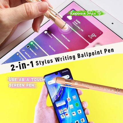 Rose Gold Pens Ballpoint Smooth Writing, Inspirational Bible Verse Pens with Stylus Tip, Christian Gifts for Women Faith,Cute Pen for Nurses, School and Office,10 Pack