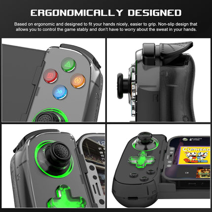 arVin Mobile Gaming Controller for iPhone Android with Phone CASE Support & Green Light, Wireless Gamepad for iPhone/iPad/Samsung/Tablet/Switch/PS4/PC, Play Xbox Cloud Gaming/PS Remote Play/Steam Link