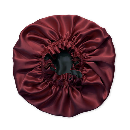 Nochka Fashion 100% Pure Silk Bonnet for Sleeping Women - Reversible Mulberry Silk Hair Wrap - Satin Sleep Bonnet for Black Women - Head Wrap for Sleeping - Made in USA (Burgundy and Black)