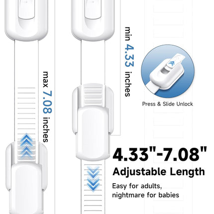 Infinno 12 Pack Cabinet Locks Baby Proofing Heavy Duty - Child Safety Cabinet Locks for Drawers, Cupboards & Fridge – No Drill 3M Adhesive Locks for Pets - Toddler Safety Latches