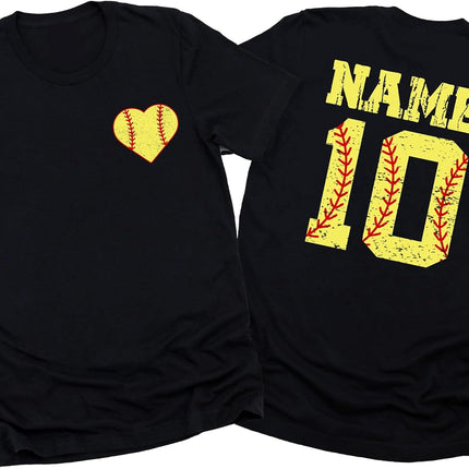 Custom Softball Shirt with Name and Number Personalized Love Softball Tee for Mom Dad Sister Brother Sports Mom Shirt Gifts Multi
