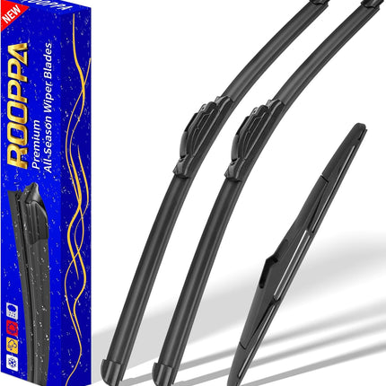 3 wipers Replacement for 2007-2017 Jeep Wrangler/2008-2018 Jeep Wrangler JK, Windshield Wiper Blades Original Equipment Replacement - 15"/15"/13" (Set of 3) U/J HOOK