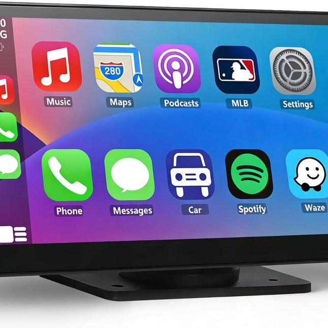 7" HD Portable Wireless Carplay Screen, Touch Double Din Car Stereo with Apple Car Play & Android Auto, GPS, Voice Control, Mirror Link, Bluetooth Hands-Free, Multimedia Player