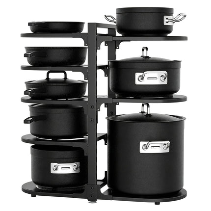 Adjustable Heavy Duty Pots and Pans Organizer Under Cabinet, 8-Tier Pot and Pan Organizers Inside Cabinet, Kitchen Cabinet Organizers and Storage, Black
