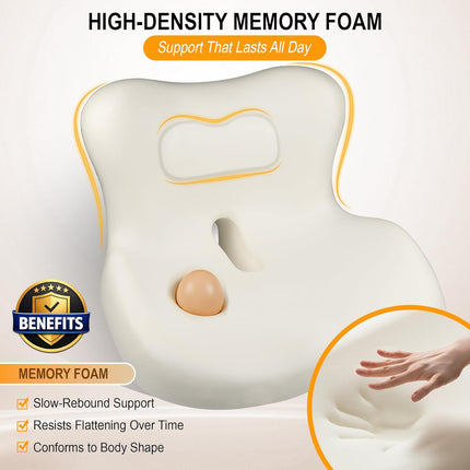Allaboutsla Memory Foam Car Seat Cushion with Lumbar Support, L-Shaped Ergonomic Design for Long Driving, Pressure-Relief Comfort for Car, SUV, Semi Truck & Office Chair