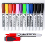 Magnetic Dry Erase Markers, 1mm Fine Tip, 10 Colors, 12 Pack