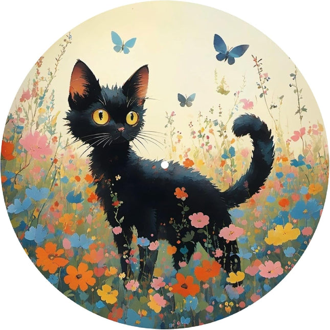 Cat Flower 12-Inch Felt Turntable Mat for Home Record Players
