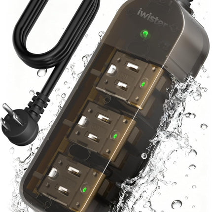 Outdoor Power Strip, 3 AC Outlets, 5 FT, 1625W/13A High-Power Single-Device Use, with Anti-Electric Shock & IPX6 Waterproof, Ideal for Backyard, Patio, Garage, Kitchen, Workshop, Camping, RV