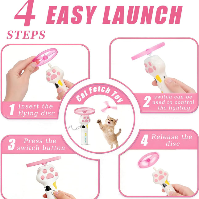 Cat Fetch Toy Launcher,Flying Disc Launcher Toy Rechargeable with 10 Flying