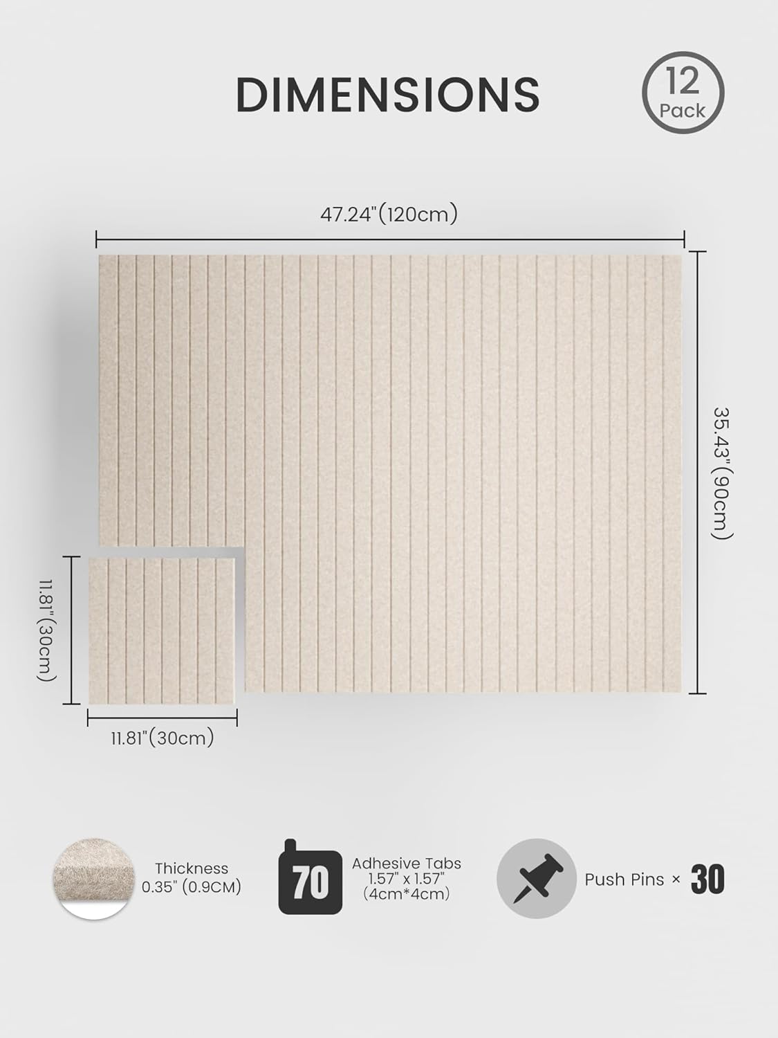 Large Oatmeal Felt Bulletin Board Tiles - 48 x 36 Inch Cork Board Alternative, 12-Pack - photo 2