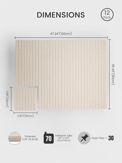 Large Oatmeal Felt Bulletin Board Tiles - 48 x 36 Inch Cork Board Alternative, 12-Pack - photo 2