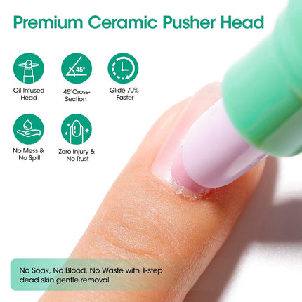 GELLEN 2Pcs Cuticle Pusher Oil Pen - 6ml Large Capacity Nail Oil Pen with Ceramic Cuticle Pusher, One-Click Cuticle Remover Pen for Hands & Feet, Nail Care Pen for Hangnails & Dry & Damaged Nails