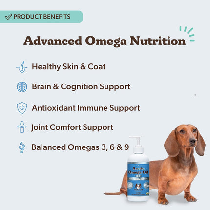 Natural Dog Company Arctic Omega Oil for Dogs – Salmon, Pollock, Krill & Algal, DHA Supports Skin & Coat, Joint Mobility, Cognitive Health & Immune Wellness, Liquid Fish Oil Pump,16 oz