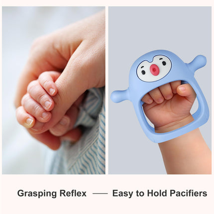 Baby Teething Toys for 0-6Months, Teethers for Babies 3-6Months | Penguin Teether | Hand Teether |Teething Mittens for Teething Relief, Baby Pacifier |Teething Pacifiers for Baby, Light Blue