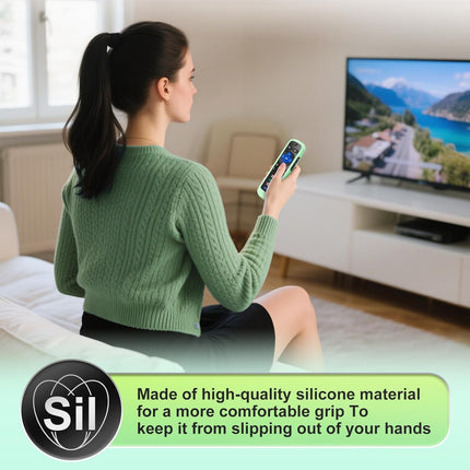 for Roku-Remote-Cover,Compatible with All Roku TV Remote Glow in The Dark Silicone Protective Case Blue and Green 2-Pack