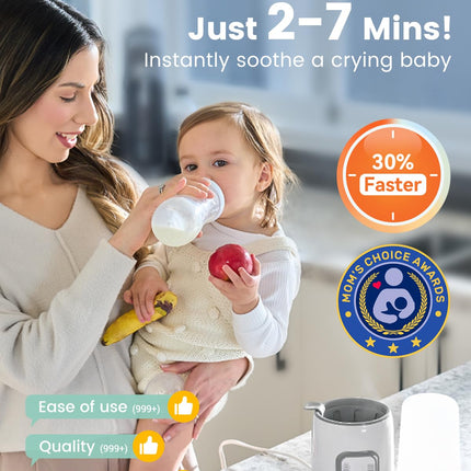 Bottle Warmer, Grownsy 8-in-1 Fast Baby Bottle Warmer with Timer, Safe for Breastmilk Nutrients, Accurate Temperature Control, with Defrost, Sterili-zing, Keep Warm, Heats Baby Food & Bottles