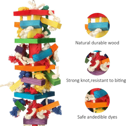 Extra Large Bird Parrot Toys for Macaws, African Greys, Amazons – Durable Parrot Chew Toy for Large Birds