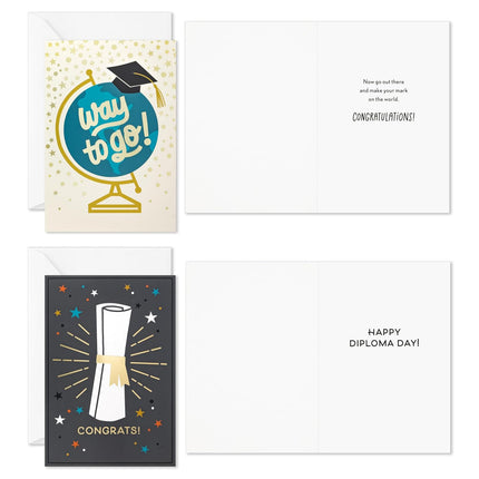 Hallmark Graduation Congrats Card Assortment (4 Designs, 12 Cards with Envelopes) for High School, College, University