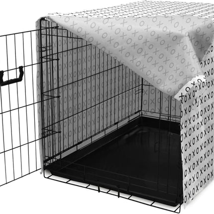 Ambesonne XOXO Dog Crate Cover, Simplistic and Monochrome Design of Letters X and O Modern Art Print, Easy to Use Pet Kennel Cover for Small Dogs Puppies Kittens, 18 Inch, Grey Charcoal