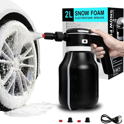 Electric Foam Sprayer for Thick Rich Foam, 2L Cordless Portable - Professional Pressurized Foam Cannon for Car Wash & Detailing, Rechargeable with Long Lasting Battery Black