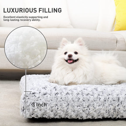 Cama lavable para perro mediano, colchoneta afelpada para jaula, 29"x21", gris