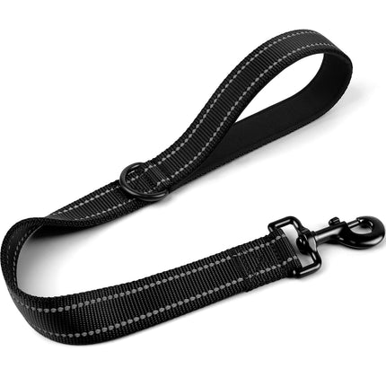Short Dog Leash for Close Control & Training, 18", Black