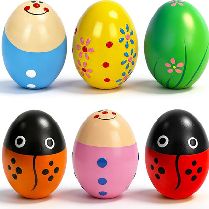 6 Packs Easter Egg Shakers Eggs Rattle Maracas Percussion Musical Instruments for Easter Basket Stuffer Filler