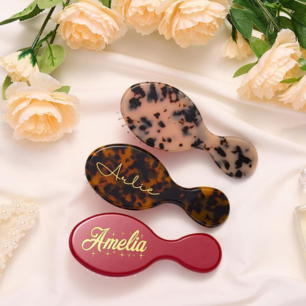 Personalized Hair Brush with Name, Custom Mini Travel Hair Brush for Women, Monogram Engraved Hair Comb Wet & Dry Styling for Girl Bridesmaid Birthday Christmas Mother's Day Valentines Gifts