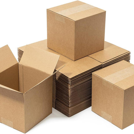 Mefleet 6x6x6" Shipping Boxes 50 Pack - Small Corrugated Cardboard Square Mailing Box Packaging for Small Business - Brown Mailer Packing Supplies