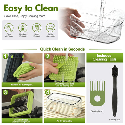 Vegetable Chopper with Container, 8-Blade Onion Chopper & Mandolin Slicer, 2-Lid Food Dicer with Safety Lock, Veggie Shredder Grater for Kitchen Meal Prep, Kitchen Gadgets (8 in 1, Gray)