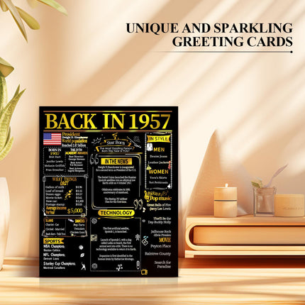 Joycard 69th Birthday Card for Women Men, 3D Pop Up Happy Birthday Gift for Mother Dad, Funny 69 Year Old Birthday Decorations for Wife Husband, Back in 1957 Laser Gold Retro Theme