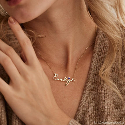 Xianofu Mothers Day Personalized Name Necklace for Women, 18K Gold Plated Handmade Custom Necklace with Kids Name, Dainty Birthstone Choker Nameplate Jewelry Gift for Mom