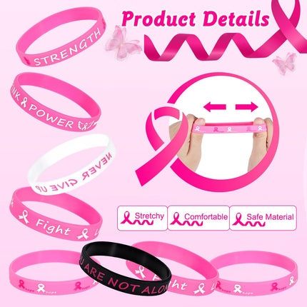 Pink Ribbon Breast Cancer Bracelets 30PCS Rubber Bracelet Party Favors