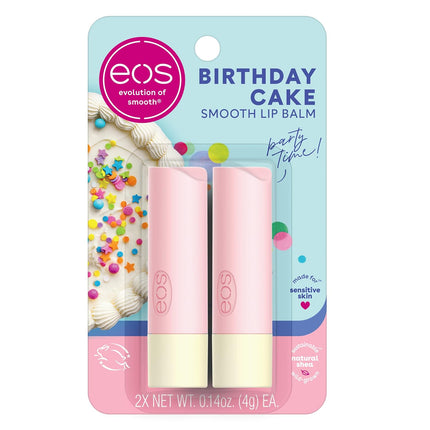 Natural Shea Lip Balm- Birthday Cake, lip balm, All-Day Moisture, Lip Care, Shea Butter, Moisturizing, Dry Lip Care, 0.14 oz, (Pack of 2)