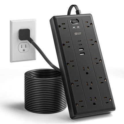 10Ft Extension Cord with Multiple Outlets, Flat Plug Power Strip - photo 9