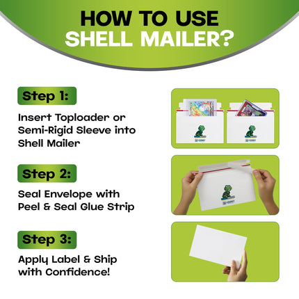 Shell Mailer Trading Card Envelopes for Shipping, Card Mailers - 100 Pack