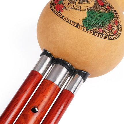 Mahogany Three-Tone Seven-Hole Hulusi C Key/B Flat/D Key Beginner Performance Type Gourd Flute with Case Professional Hulusi,B Flat