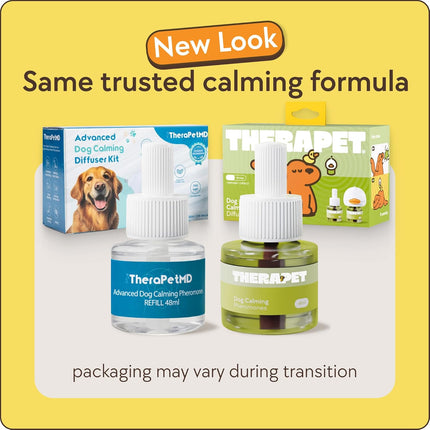 TherapetMD Dog Calming Diffuser - for Stress, Destructive Behavior, Pee Accidents, Separation Anxiety, Barking, Aggression & Chewing - 2 count Refill Included 30-Day each - Packaging May Vary